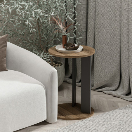 Table d'Appoint - 34 x 64 x 34 cm - Décor Noyer et Anthracite