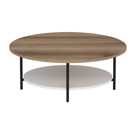 Table Basse - 90 x 36 x 60 cm - Décor Chêne et Blanc