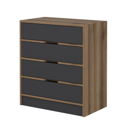 Commode - Avec Étagères - 70 x 40 x 79 cm - Décor Noyer et Anthracite