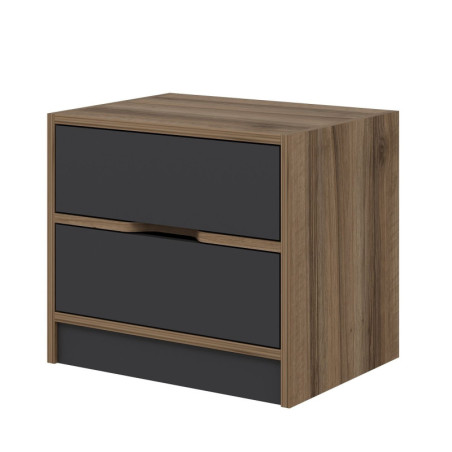 Table de Chevet - Avec Étagères - 54 x 47 x 40 cm - Décor Noyer et Anthracite