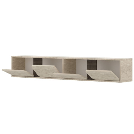 Meuble TV - 180 x 30 x 30 cm - Décor Travertin et Décor Noyer