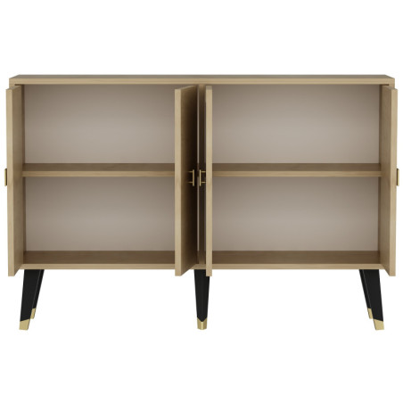 Console - 120 x 80 x 30 cm - Décor Chêne et Doré