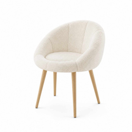 Fauteuil - 70 x 82 x 65 cm - Blanc et Décor Noyer