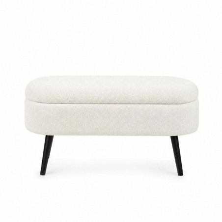 Pouf Coffre - 90 x 46 x 35 cm - Blanc et Noir