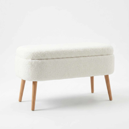 Pouf Coffre - 90 x 46 x 35 cm - Blanc