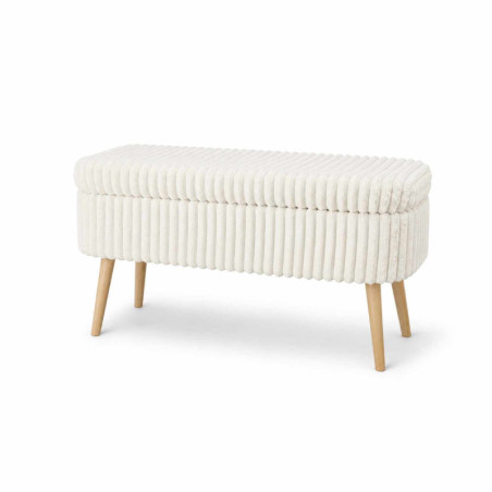 Pouf Coffre - 90 x 46 x 35 cm - Crème