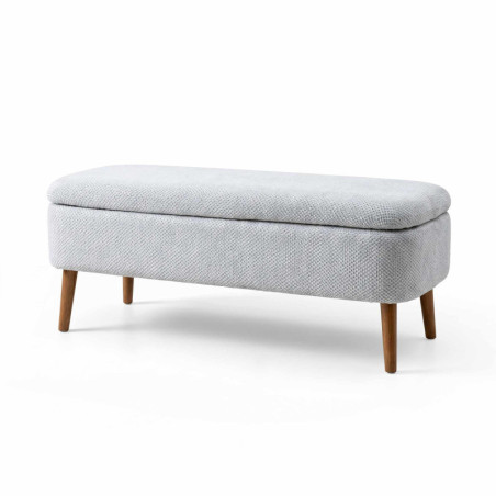 Pouf Coffre - 90 x 46 x 35 cm - Gris Clair