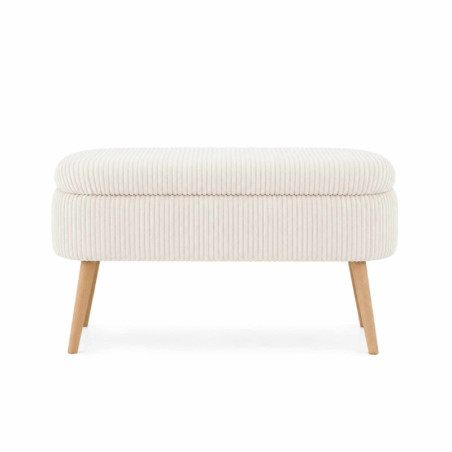Pouf Coffre - 90 x 46 x 35 cm - Crème