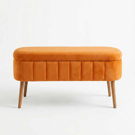 Pouf Coffre - 90 x 46 x 35 cm - Orange