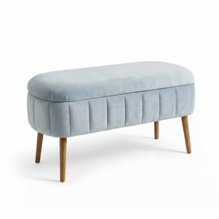 Pouf Coffre - Revêtement Tissu - 90 x 46 x 35 cm - Gris