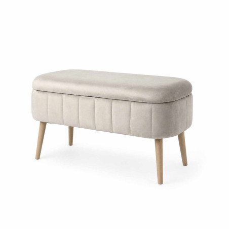 Pouf Coffre - 90 x 46 x 35 cm - Beige