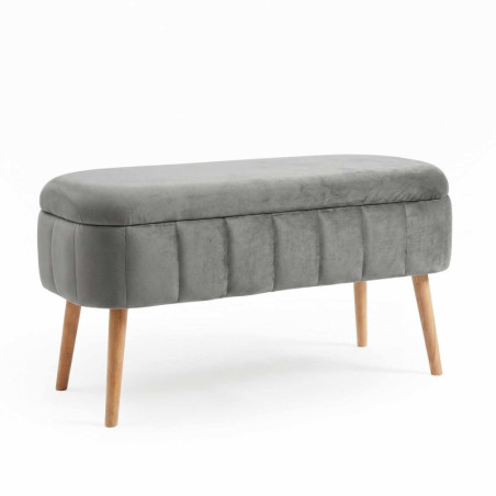 Pouf Coffre - Revêtement Tissu - 90 x 46 x 35 cm - Anthracite