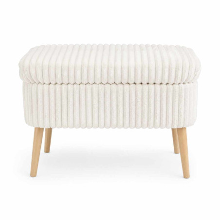 Pouf Coffre - 60 x 46 x 35 cm - Crème