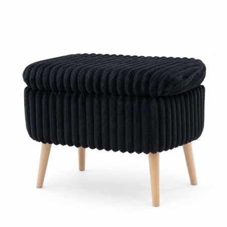Pouf Coffre - 60 x 46 x 35 cm - Noir