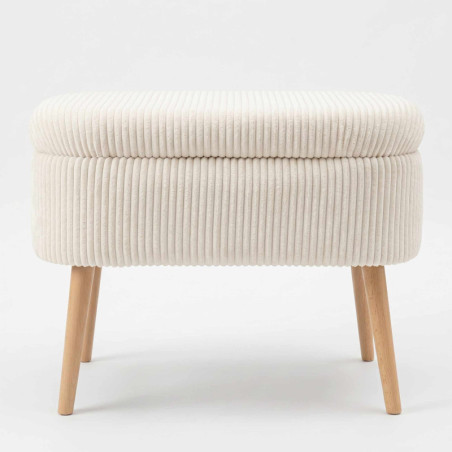 Pouf Coffre - 60 x 46 x 35 cm - Crème