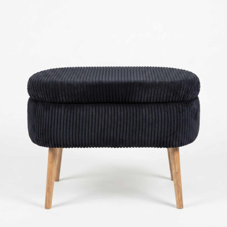 Pouf Coffre - 60 x 46 x 35 cm - Noir