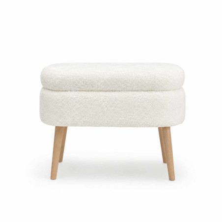 Pouf Coffre - 60 x 46 x 35 cm - Blanc