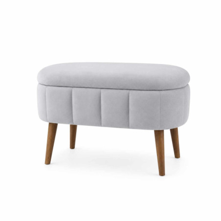 Pouf Coffre - Revêtement Tissu - 60 x 46 x 35 cm - Gris