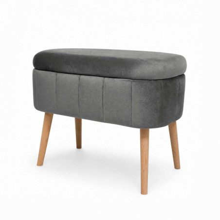 Pouf Coffre - Revêtement Tissu - 60 x 46 x 35 cm - Anthracite