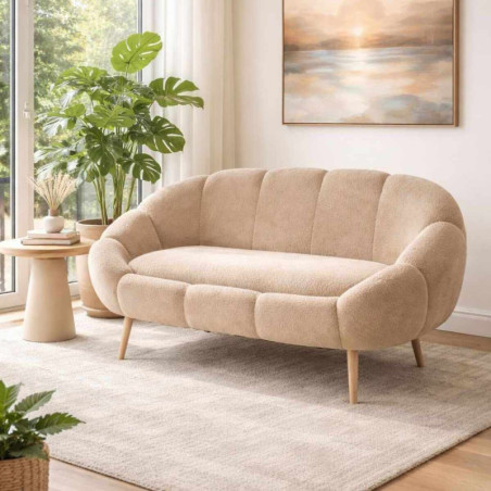 Canapé 2 Places - 130 x 105 x 50 cm - Beige
