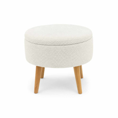 Pouf Coffre - Ø 45 x H 44 cm - Blanc