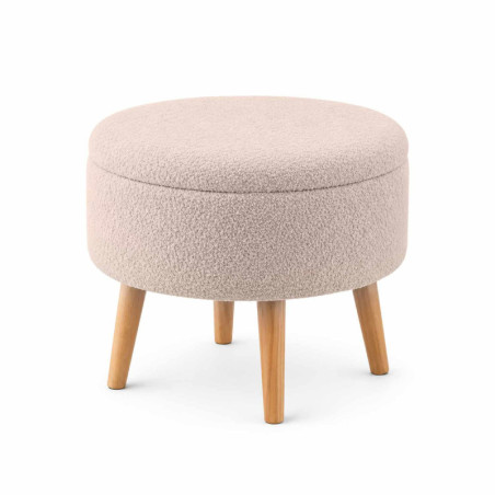Pouf Coffre - Ø 45 x H 44 cm - Beige