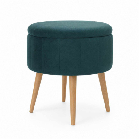 Pouf Coffre - Ø 45 x H 44 cm - Vert Émeraude