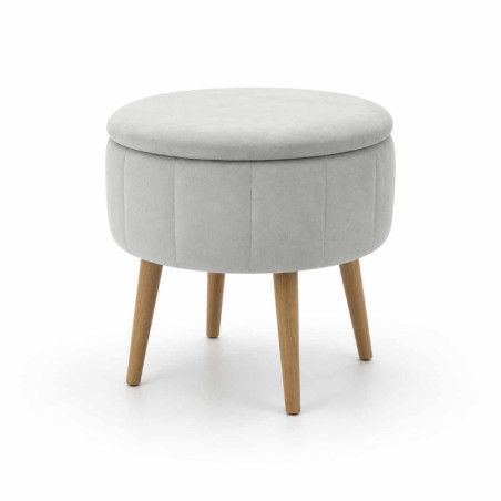 Pouf Coffre - Avec Rangement - Ø 45 x H 44 cm - Beige