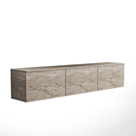 Meuble TV - Avec Étagères - 160 x 35 x 32 cm - Décor Travertin