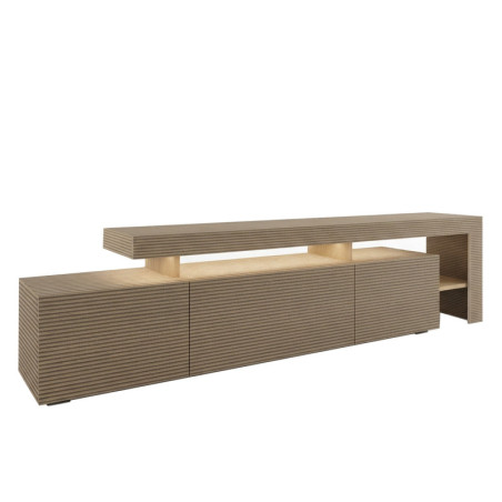 Meuble TV - Avec LED - 192 x 53 x 37 cm - Décor Chêne Tons Chauds et Décor Chêne