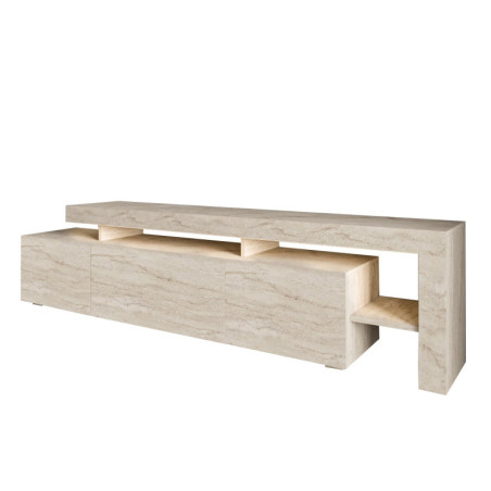 Meuble TV - Avec LED - 192 x 53 x 37 cm - Décor Travertin