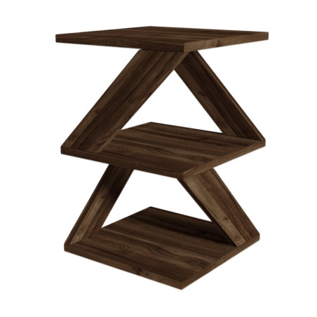 Table d'Appoint - 3 Étagères - 30 x 54 x 30 cm - Décor Noyer