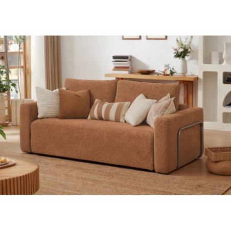 Canapé Convertible 2 Places - Housse Lavable - L 160 x P 70 cm - Orange