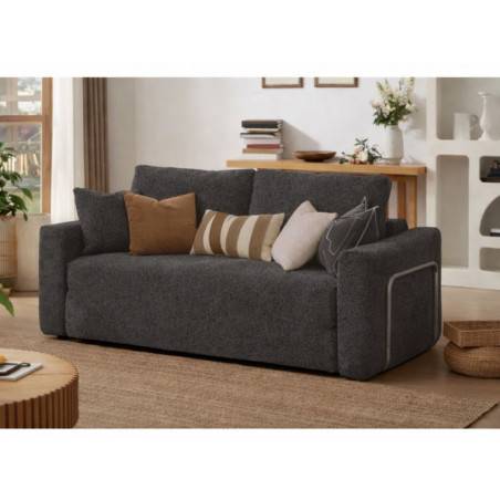 Canapé Convertible 2 Places - Housse Lavable - L 160 x P 70 cm - Anthracite