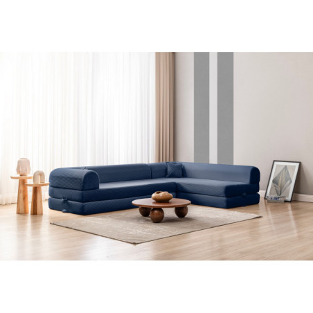 Canapé d'Angle Convertible - Housse Lavable - L 270 x P 90 cm - Bleu Marine
