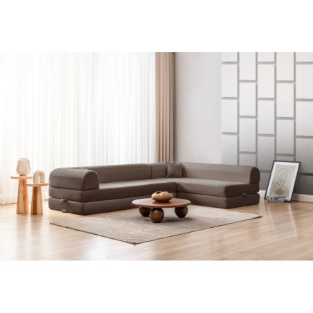 Canapé d'Angle Convertible - Housse Lavable - L 280 x P 90 cm - Marron