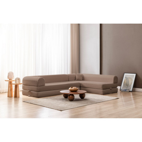 Canapé d'Angle Convertible - Housse Lavable - L 280 x P 90 cm - Beige