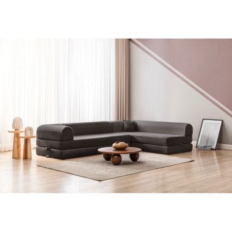 Canapé d'Angle Convertible - Housse Lavable - L 280 x P 90 cm - Anthracite