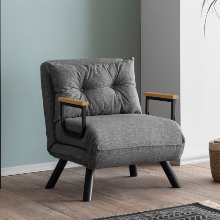 Fauteuil Convertible 1 Place - Dossier 14 Positions - Assise 67 cm - Gris Clair
