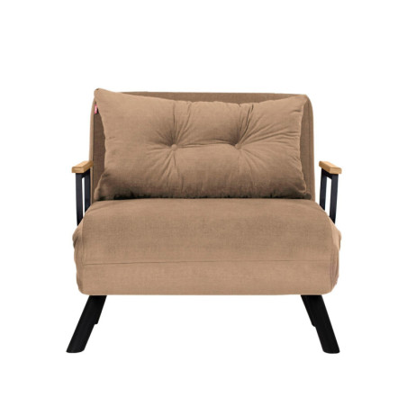 Fauteuil Convertible 1 Place - Dossier 14 Positions - Tissu Polyester - Assise 67 cm - Marron Clair