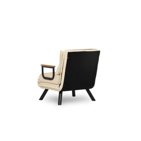Fauteuil Convertible 1 Place - Couchage 175 x 60 cm - Dossier 14 Positions - Tissu polyester - Crème