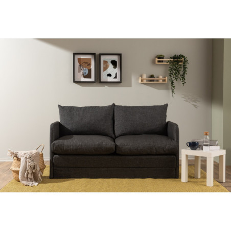 Canapé Convertible 2 Places - Couchage 200 x 140 cm - Gris Foncé