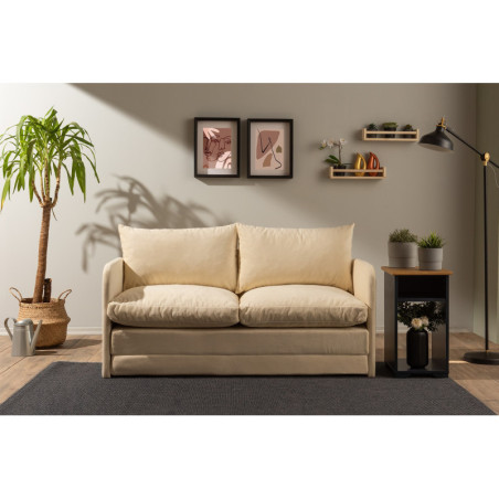 Canapé Convertible 2 Places - Couchage 200 x 140 cm - Crème