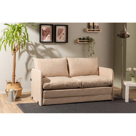 Canapé Convertible 2 Places - Couchage 200 x 140 cm - Beige