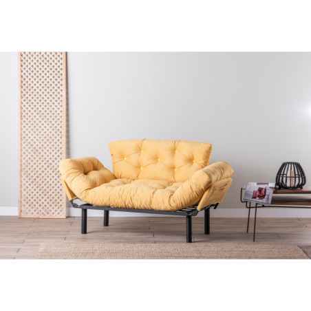 Canapé Convertible 2 Places - Couchage 187 x 70 cm - Moutarde
