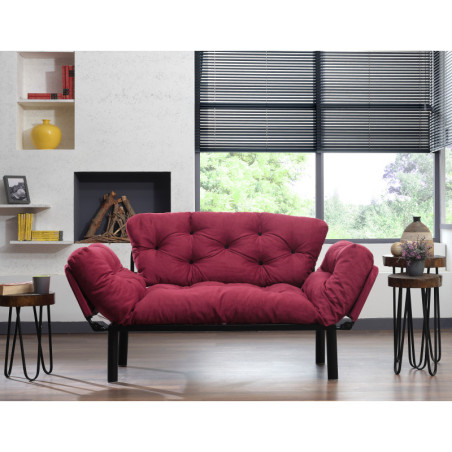 Canapé Convertible 2 Places - Couchage 187 x 70 cm - Bordeaux