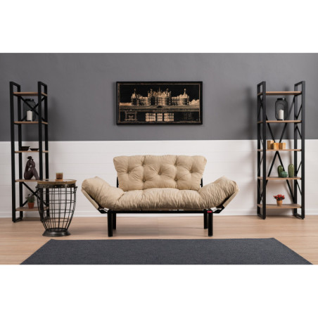 Canapé Convertible 2 Places - Couchage 187 x 70 cm - Crème