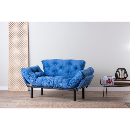 Canapé Convertible 2 Places - Couchage 187 x 70 cm - Bleu