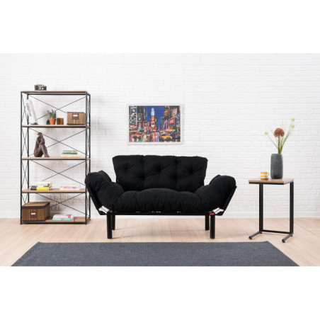 Canapé Convertible 2 Places - Couchage 187 x 70 cm - Noir