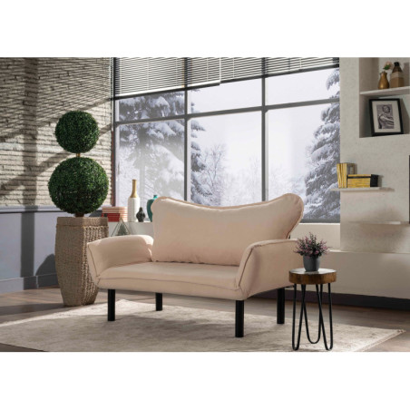 Canapé Convertible 2 Places - Couchage 180 x 65 cm - Crème